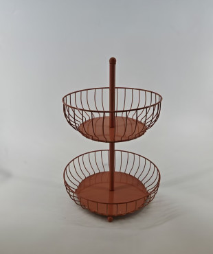 Μεταλλική Φρουτιέρα 2 Θέσεων Καφέ 32.5x32.5x45cm3054