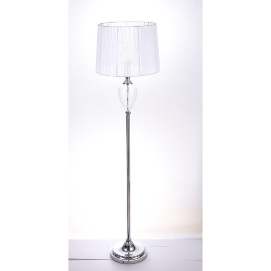 Φωτιστικό Δαπέδου Μεταλλικό Γυάλινο Ασημί/Λευκό 155x40εκ2456