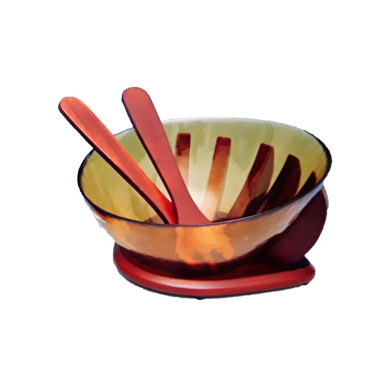 Σαλατιέρα Γυάλινη Με Σετ Σερβιρίσματος Σε Ξύλινη Βάση1136