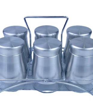 Ασημί Βαζάκια μπαχαρικών γυάλινα & μεταλλικό καπάκι 6τμχ2798