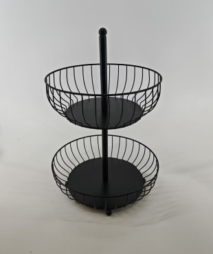 Μεταλλική Φρουτιέρα 2 Θέσεων Μαύρη 32.5x32.5x45cm 3052