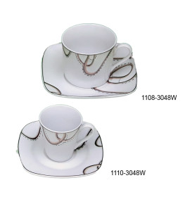 Φλυτζάνια Τσαγιού - Καφέ Πορσελάνης 6 Τεμαχίων Λευκό/Χρυσό1543-1108/3048W