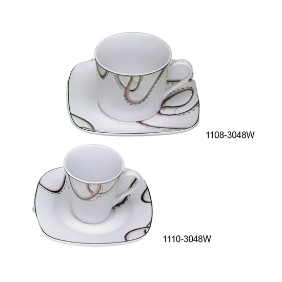 Φλυτζάνια Τσαγιού - Καφέ Πορσελάνης 6 Τεμαχίων Λευκό/Χρυσό1543-1108/3048W