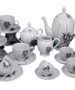 Σερβίτσιο τσαγιού πορσελάνης 15τεμ. Άσπρο/Μαύρο1537-1109/9046