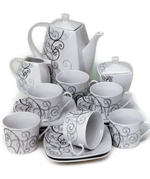 Σερβίτσιο Τσαγιού Πορσελάνης 15τεμ. με αφηρημένα σχέδια1579