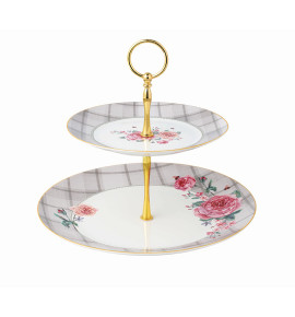 Πιατέλα-Τουρτιέρα Πορσελάνης 2όροφη Floral Paris Roses Μ28100-22123