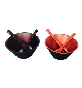 Σαλατιέρα Ξύλινη Με Σετ Σερβιρίσματος 1132-SA1801-καρυδί