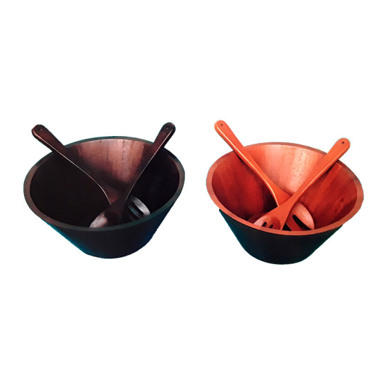 Σαλατιέρα Ξύλινη Με Σετ Σερβιρίσματος 1132-SA1801-καρυδί