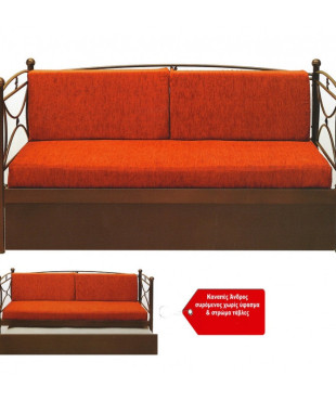 Καναπές Άνδρος Συρόμενος χωρίς ύφασμα 3θέσιος Μεταλλικό 90x190cm