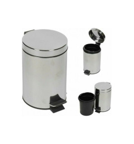 Κάδος Απορριμμάτων από Ανοξείδωτο Ατσάλι Ασημί με Πεντάλ 7lt