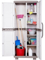 Δίφυλλη Ντουλάπα Άρια Πλαστική με Χώρισμα & 4 Ράφια Γκρι/Ανθρακί 73x44x179εκ.