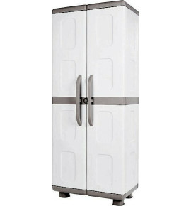 Δίφυλλη Ντουλάπα Ηλέκτρα Πλαστική με 4 Ράφια Γκρί-Ανθρακί 73x44x179εκ.