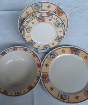 Σερβίτσιο Πιάτων από Πορσελάνη Σχέδιο (Φρούτα) Ιταλίας 20τμχ