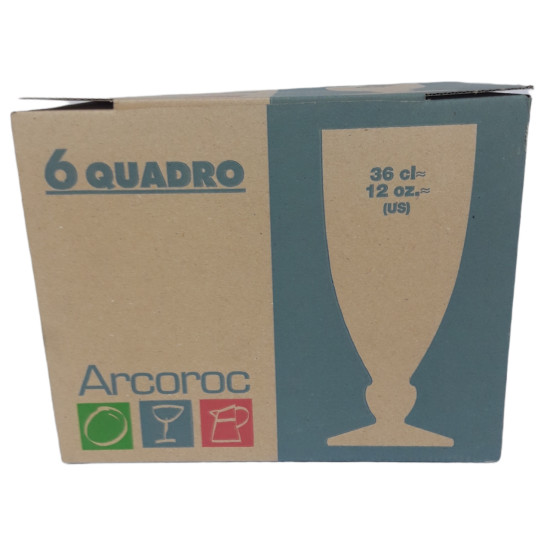  Ποτήρια Εξάδα  (6 Tεμαχίων)  Milk shake, Χυμού, Γρανίτας Παγωτού 360ml, Arcoroc Quadro 