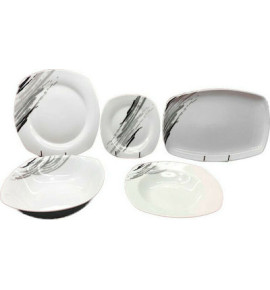 Σερβίτσιο Πιάτων από Λευκή Πορσελάνη - Γκρι 20/M056 20τμχ