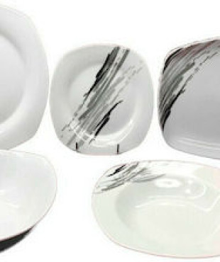 Σερβίτσιο Πιάτων από Λευκή Πορσελάνη - Γκρι 20/M056 20τμχ