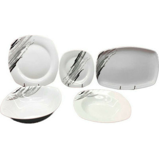 Σερβίτσιο Πιάτων από Λευκή Πορσελάνη - Γκρι 20/M056 20τμχ