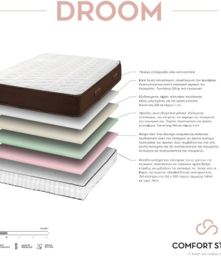 Στρώμα Ορθοπεδικό Ανατομικό DROOM Της Sleep Well ΠΛ 90x190(200)x26cm με Ελατήρια . Διατείθεται σε 110Χ190(200), 140Χ190(200), 150Χ190(200), & 160Χ190(200)